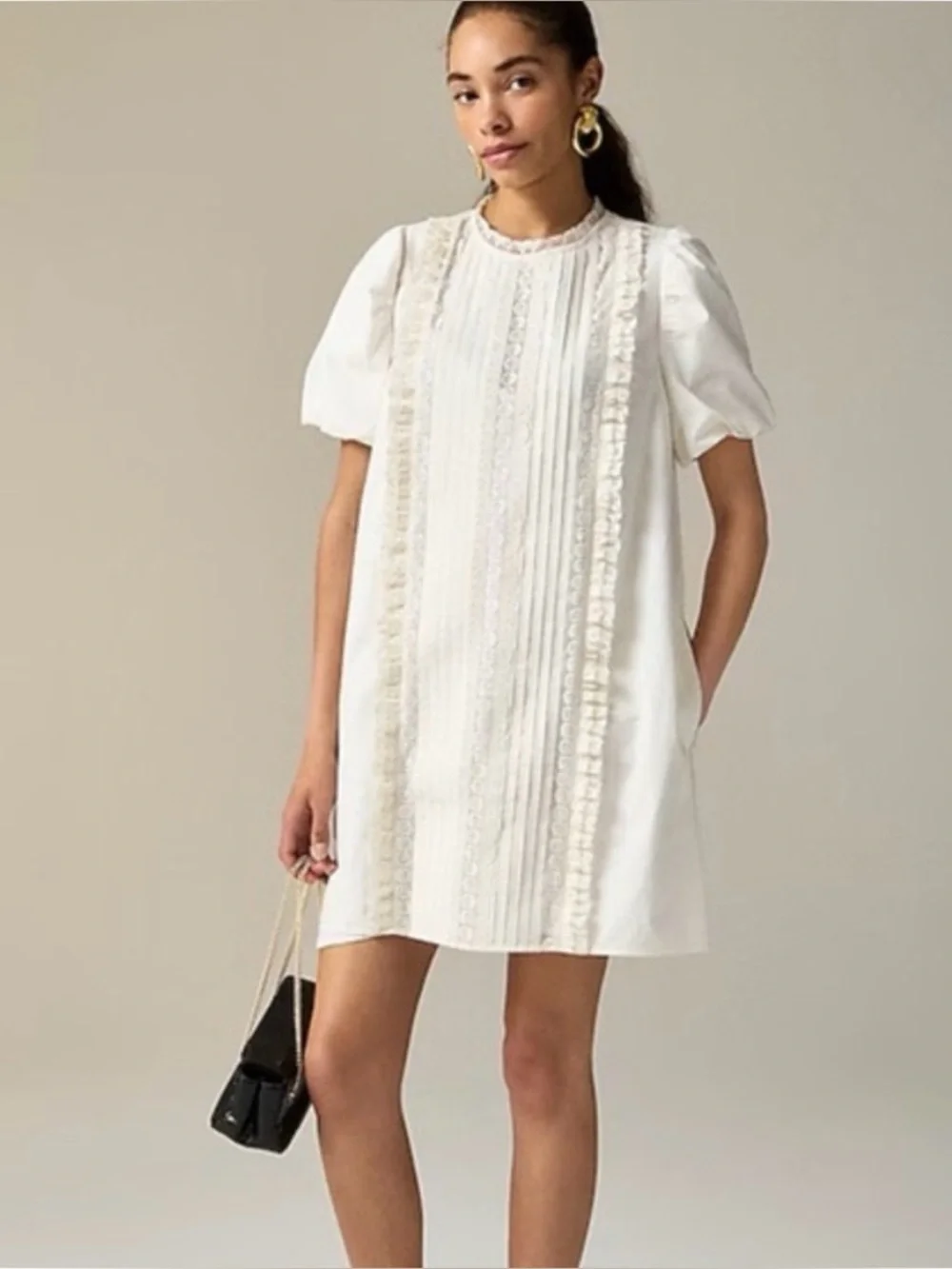 J. Crew Lace Pintuck Shift Dress